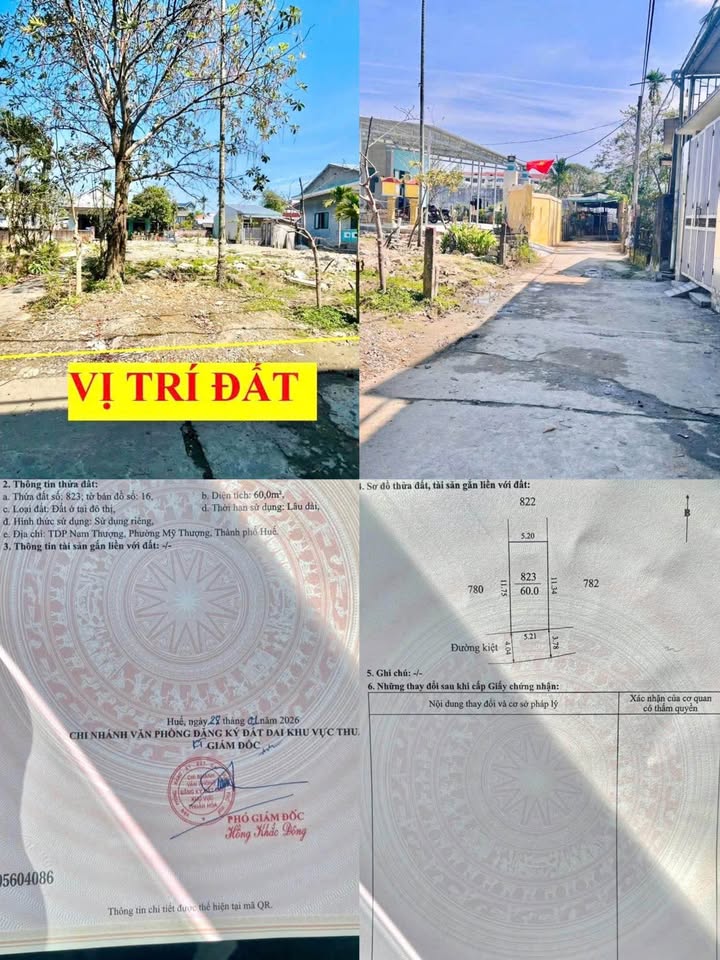 Đất nền Phú Thượng, Huế 60m² - Đường to ô tô, sổ hồng chính chủ