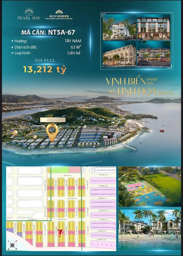 Liền kề Vinhomes Pearl Bay Nha Trang 63m² - View thoáng, 5 sao