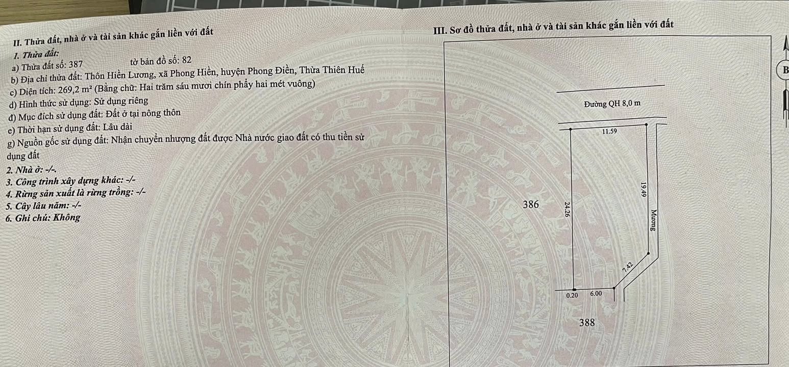 Đất nền Phong Điền 269m² giá 810 triệu - Sổ đỏ chính chủ