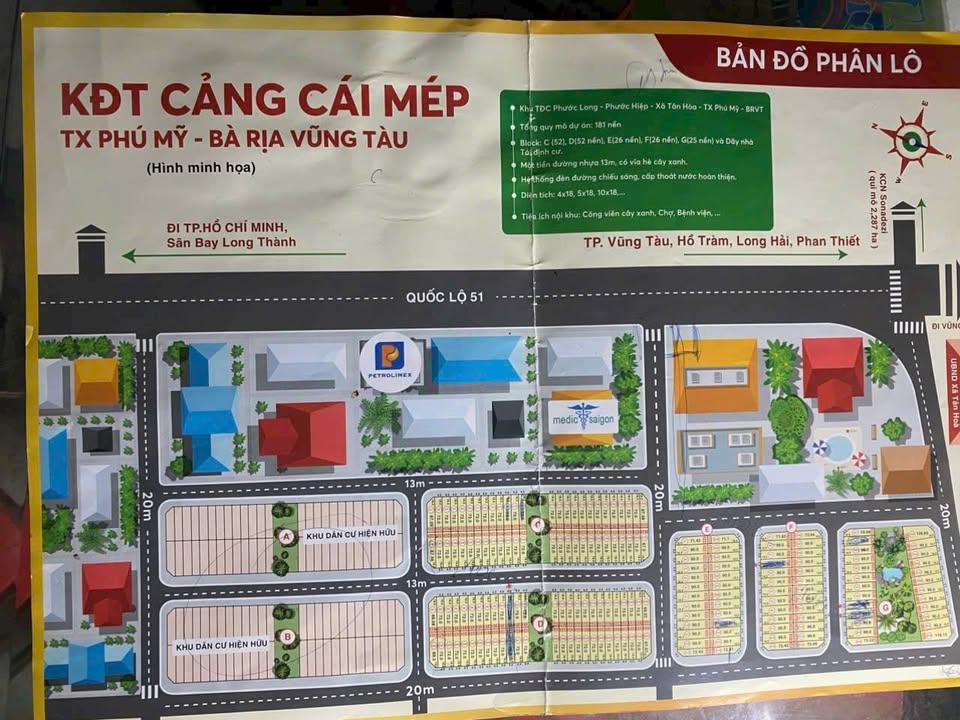 Đất nền Tái định cư Tân Hòa Phú Mỹ 72-90m² Sổ đỏ chính chủ