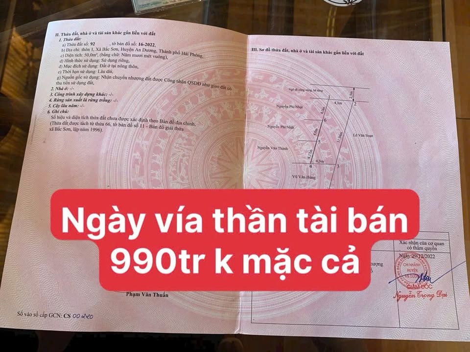 Đất nền Bắc Sơn, Hải Phòng - 50m² chỉ 990 triệu - Vị trí kinh doanh đắc địa