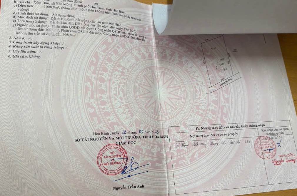 Đất nền Xóm Bún, Yên Mông, Hòa Bình 1000m² - Đường to ô tô tận nơi!