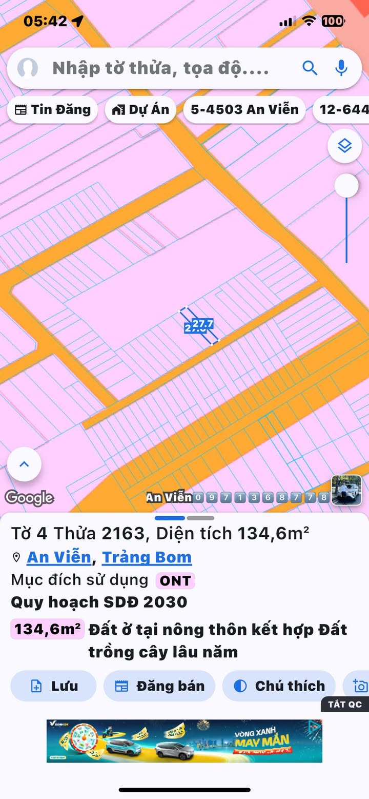 Đất nền An Viễn Trảng Bom 135m² 1.3 tỷ - Sổ đỏ chính chủ, đường nhựa thông