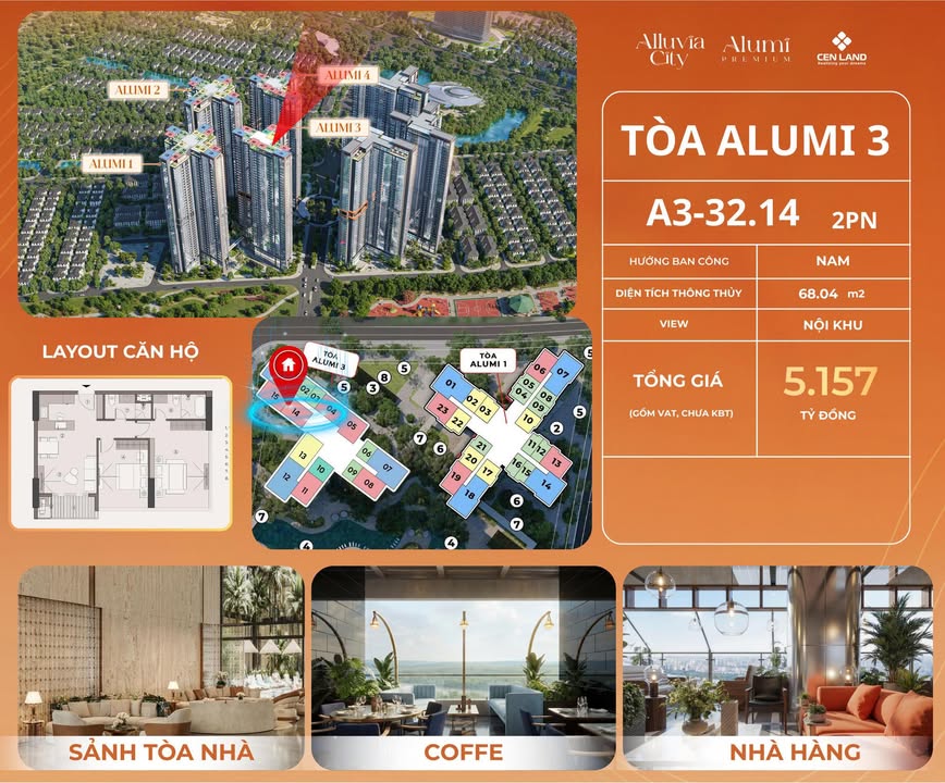 Căn hộ Alumi Cầu Giấy 68m² - Tầng cao, hướng Nam mát mẻ!