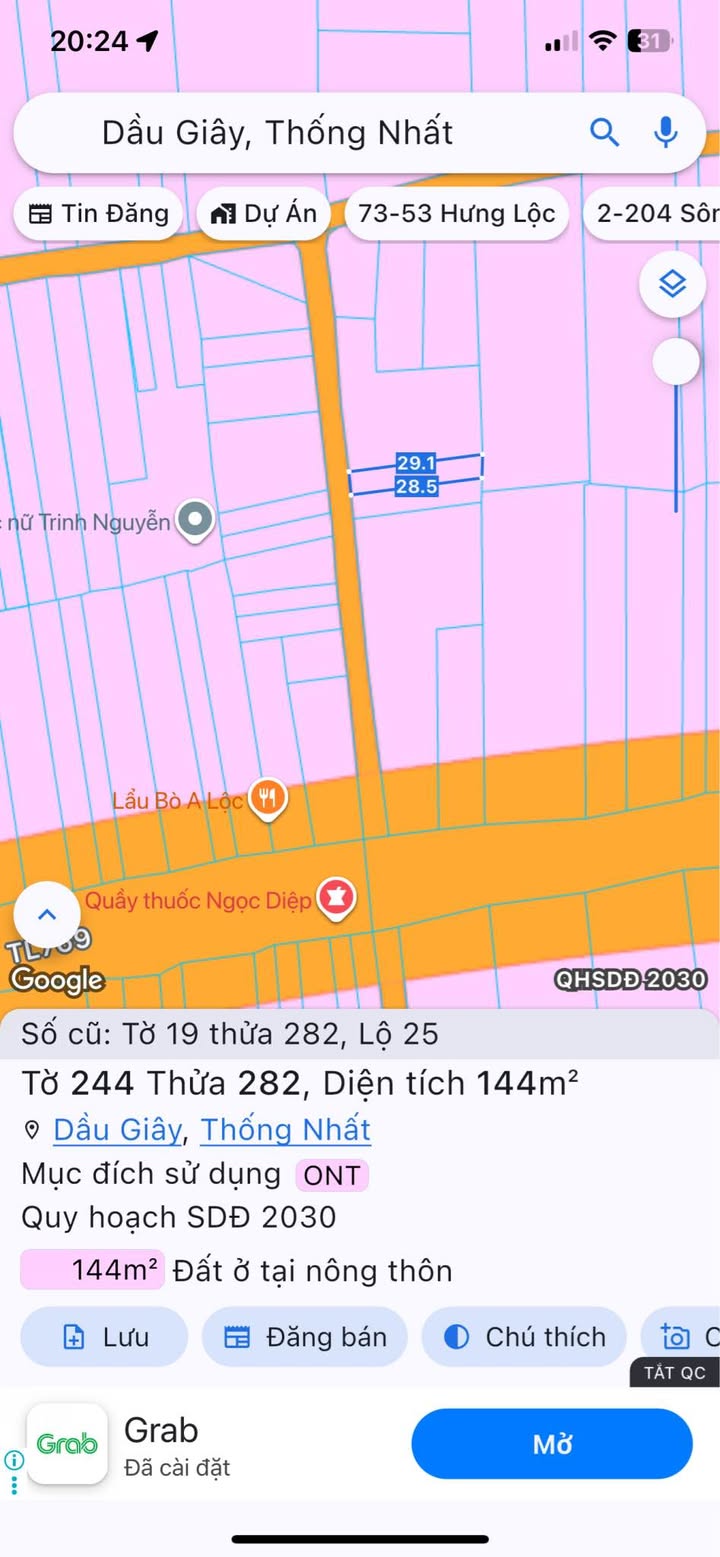 Đất Dầu Giây Đồng Nai 145m² Sổ Hồng Thổ Cư - Giá Tốt 1.3 Tỷ