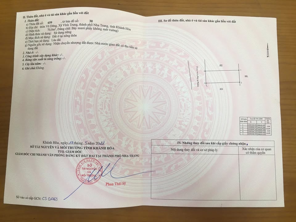 Đất nền Thôn Võ Dõng, Nha Trang 70m² - Sổ hồng chính chủ!