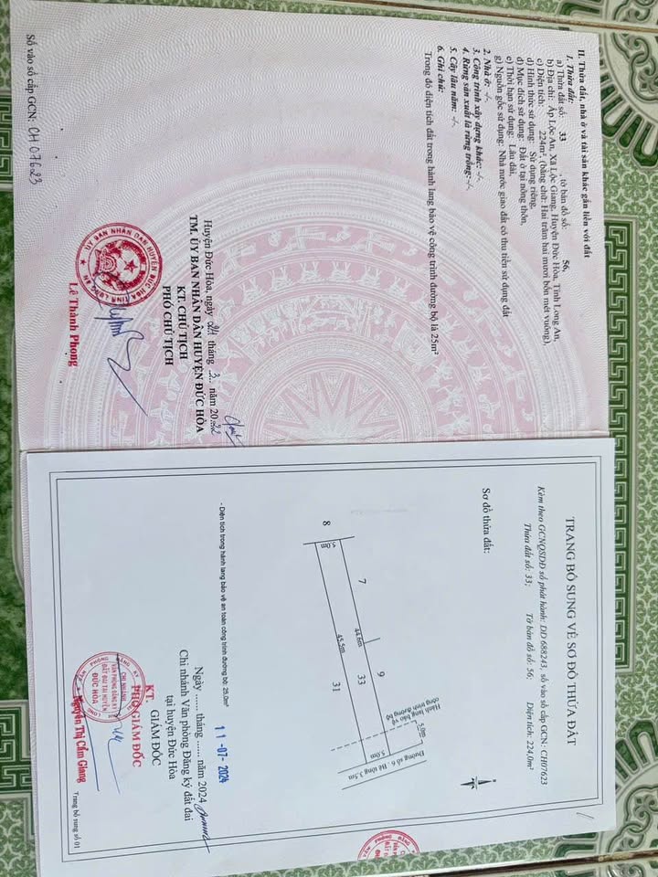 Bán đất Lộc Giang, Đức Hòa 225m² full thổ - Sẵn sổ, cách nhựa 821 chỉ 70m