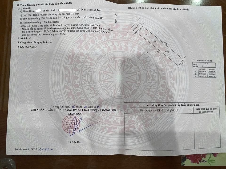 Bán đất Lương Sơn 157m² - Sổ đỏ thổ cư, đường thông giá 1.55 tỷ