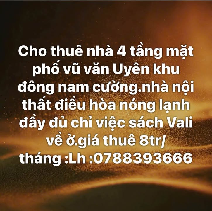 Nhà phố Vũ Văn Uyên Hải Dương 8 triệu - Cho thuê ngay!
