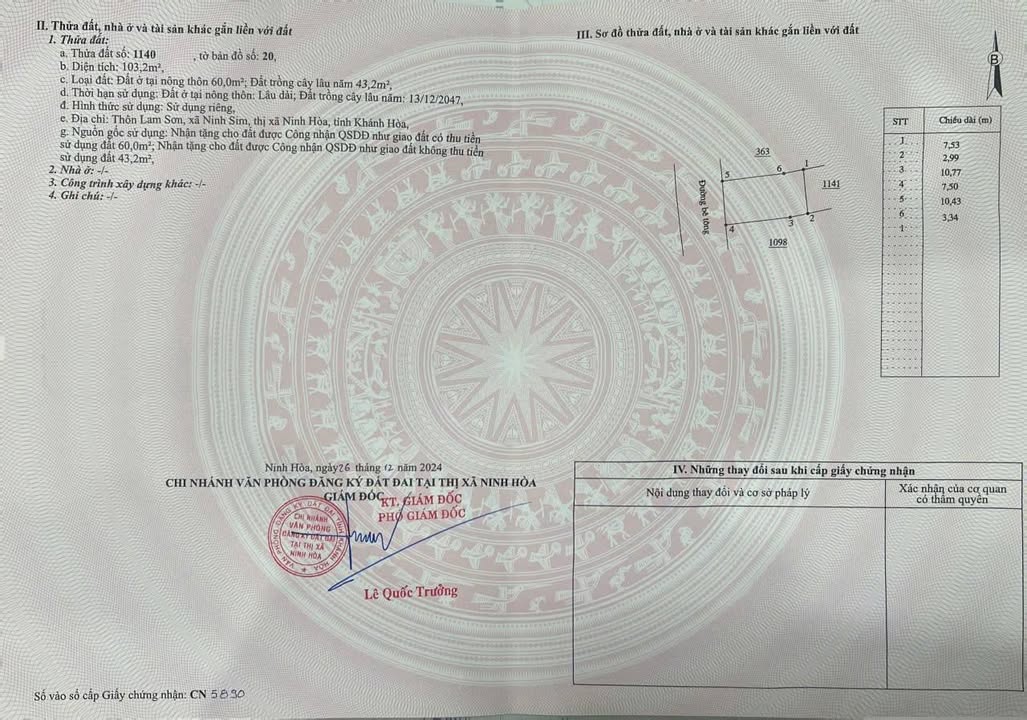 Đất nền Ninh Sim, Ninh Hoà 103m² - Sổ đỏ chính chủ