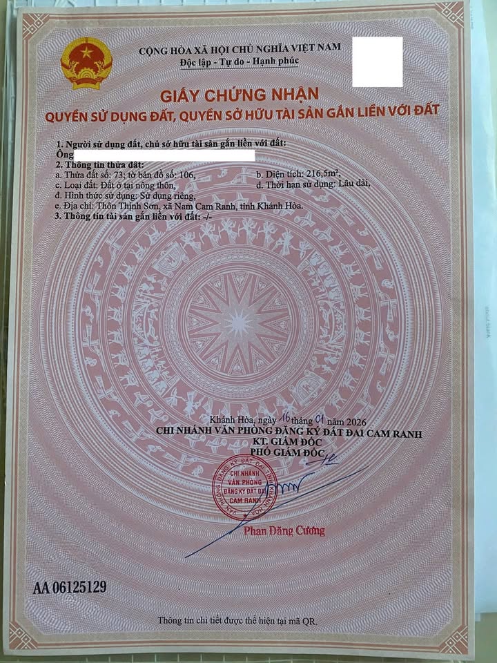 Bán Đất Nền Cam Thịnh Tây Cam Ranh 450m² - Sổ Đỏ Thổ Cư Giá 1.5 Tỷ