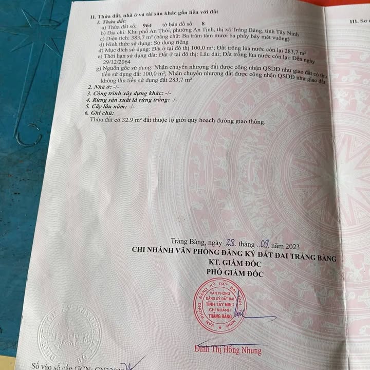 Đất Nền Mặt Tiền Nhựa An Tịnh, Trảng Bàng - 100m² Thổ Cư, Giá 1.5 Tỷ