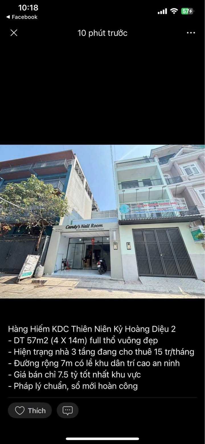 Nhà 3 Tầng KDC Thiên Niên Kỷ, Q12 - 57m² - Kinh doanh tốt - 7.x Tỷ