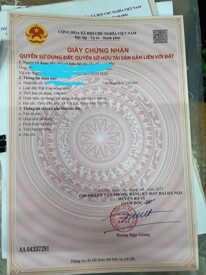 Đất Nền Ba Vì 119m² Full Thổ Cư - Giá 9xx Triệu, Cơ Hội Đầu Tư Sinh Lời