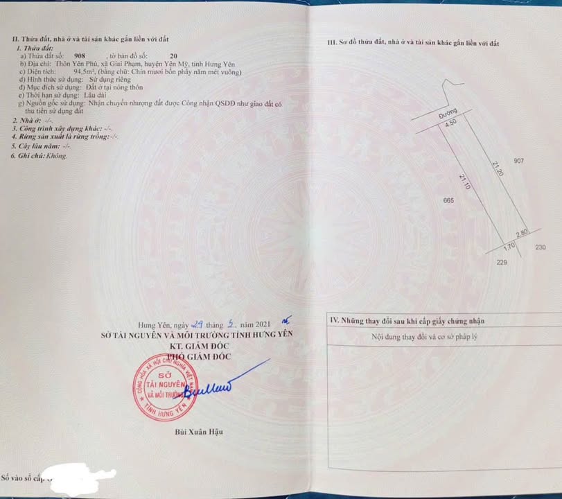 Đất nền Yên Mỹ, Hưng Yên - 94.5m² - Sổ đỏ sẵn sàng giao dịch