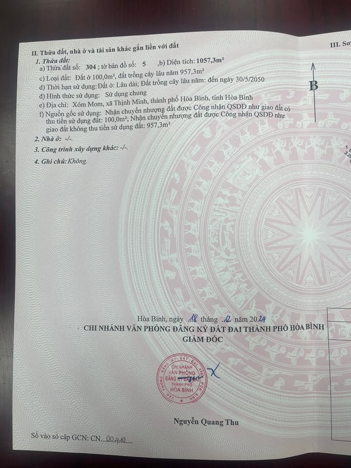 Đất nền Hòa Bình 1000m² view đồng đẹp - Giá 3 tỷ