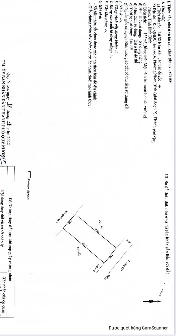 Đất Nền Mặt Tiền Công Viên 133m² - Nhơn Bình, Quy Nhơn - 2.88 Tỷ