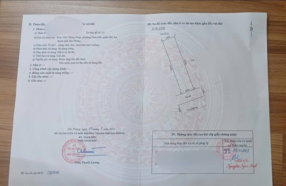 Đất nền Khu TĐC Đồng Giáp, Hải An 72m² - Sổ đỏ chính chủ, đường ô tô