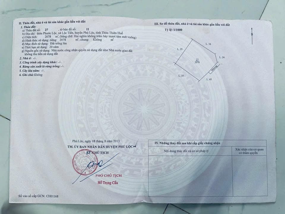 Đất nền Lộc Thủy Huế 1.440m² 120 triệu - Tiềm năng tăng giá