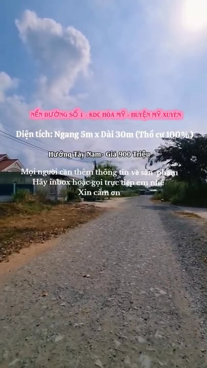 Bán Đất KDC Hoà Mỹ Cần Thơ 150m² - Giá 900 Triệu Hướng Tây Nam