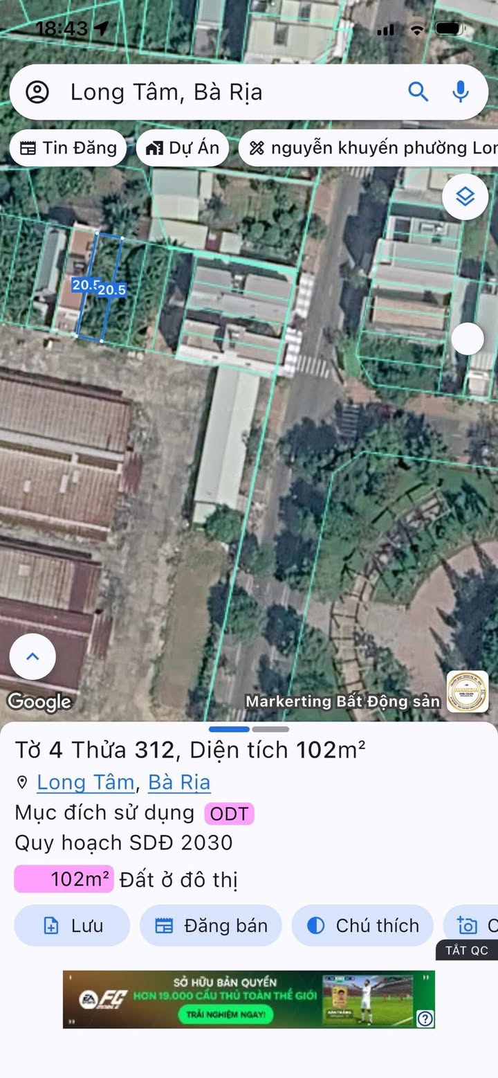 Bán Đất Long Tâm Bà Rịa 102.5m² - Sổ Đỏ Thổ Cư, Gần Chợ, Trường Học