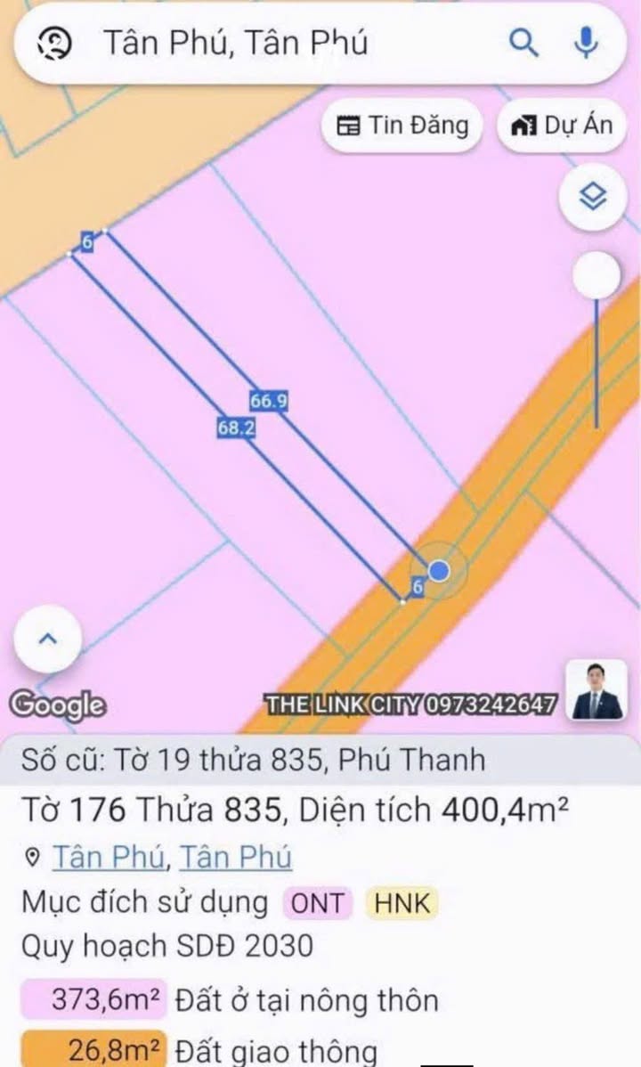 Đất nền Phú Thanh, Tân Phú 408m² 589 triệu - Sổ đỏ chính chủ