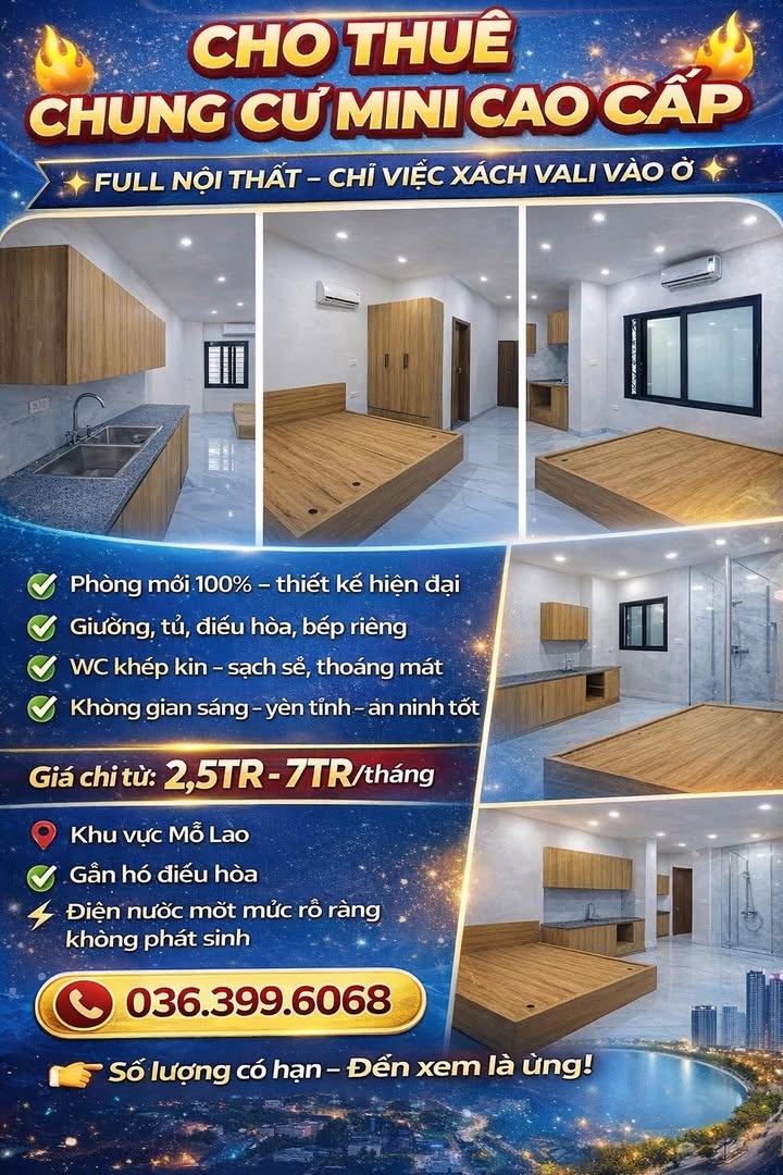 Chung cư mini Mộ Lao, Hà Đông từ 2.5 triệu/tháng - Full nội thất!