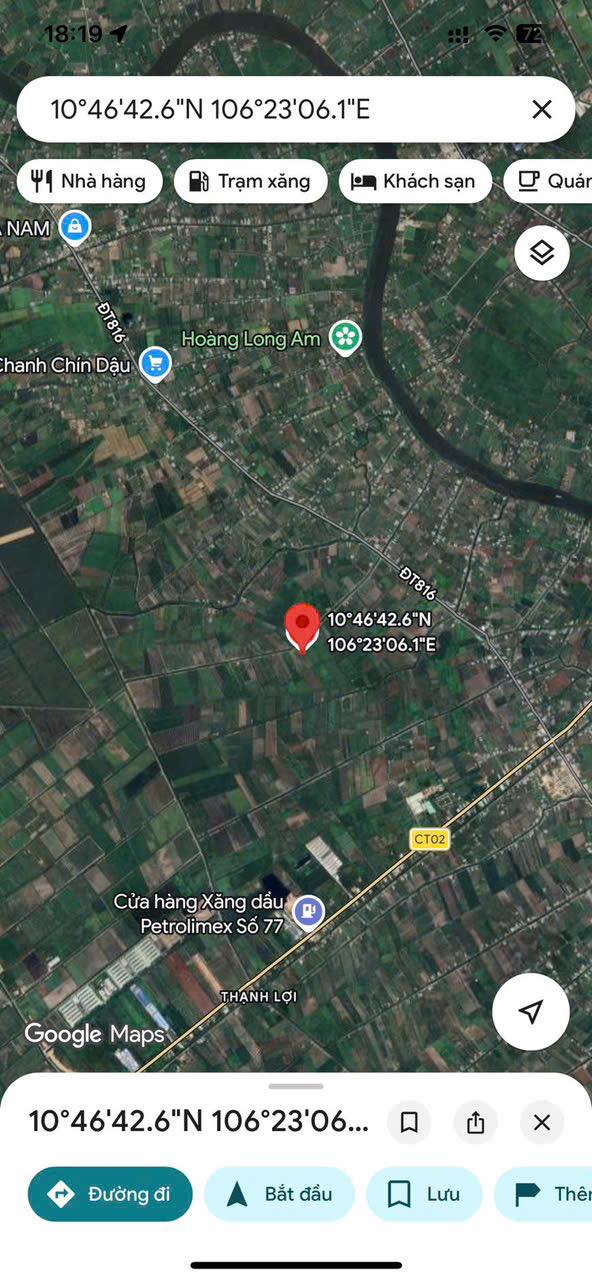 Đất lúa 7500m² Bến Lức - Sổ đỏ, ôtô tới đất, giá 6.8 tỷ