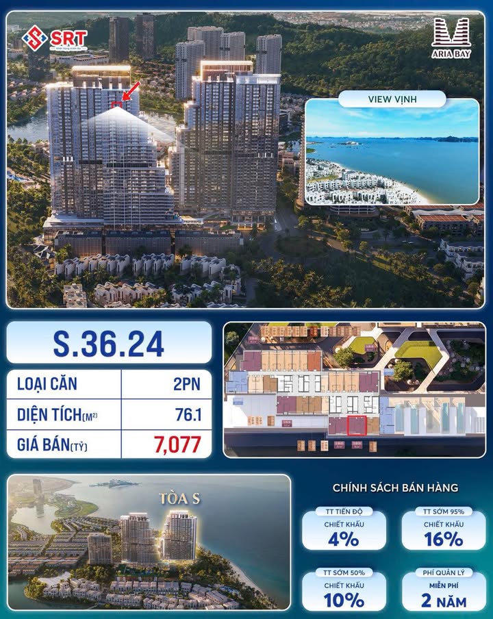 Căn hộ Aria Bay Hạ Long 76m² view Vịnh - Giá 7.077 tỷ