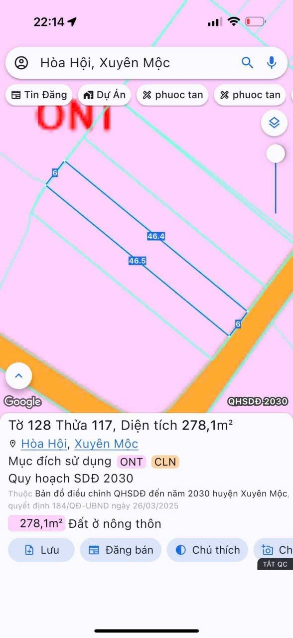 Đất nền Hoà Hội Xuyên Mộc 276m² giá 700 triệu - Sổ đỏ chính chủ