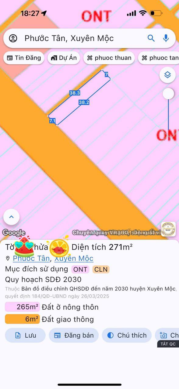 Đất nền Phước Tân, Xuyên Mộc 266m² giá 3.22 tỷ - Sổ đỏ chính chủ!