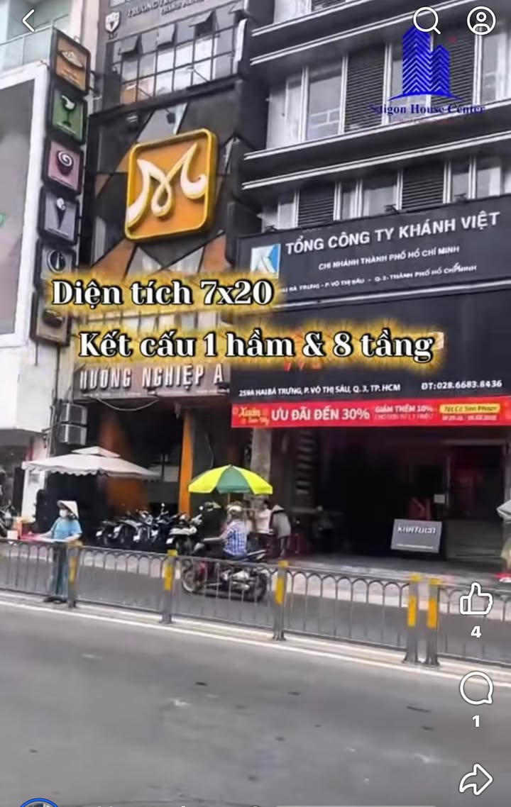 Tòa nhà văn phòng Hai Bà Trưng, Q.3 140m² - Vị trí trung tâm