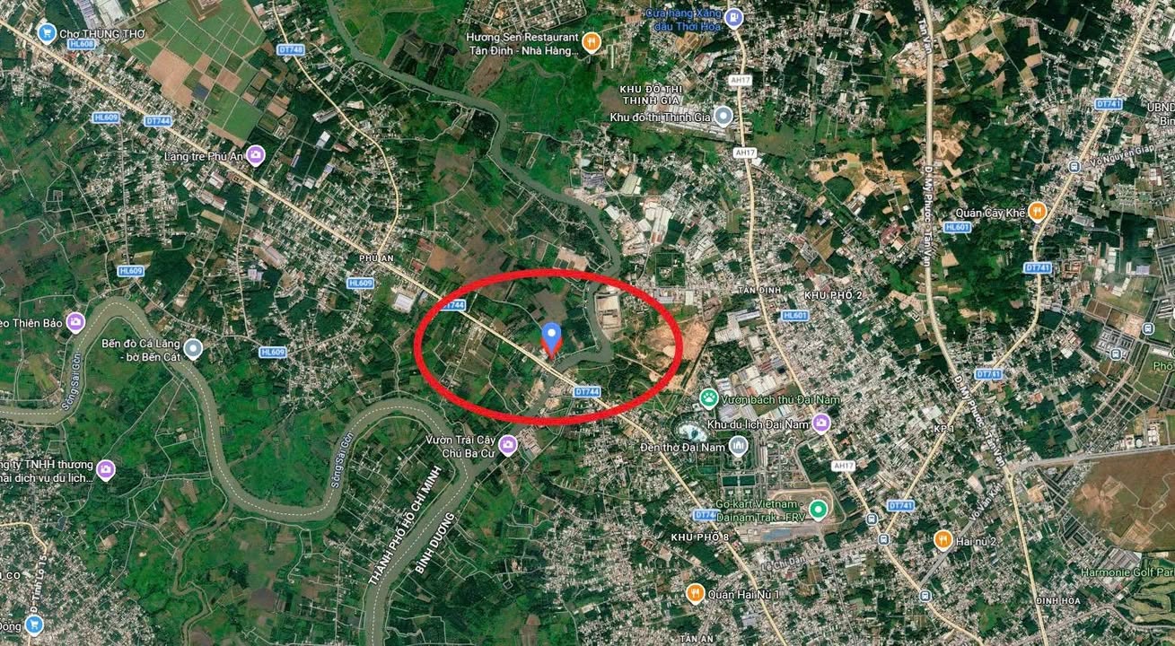 Đất vườn Bến Cát 1000m² giá 2 tỷ - View sông Thị Tính cực đẹp