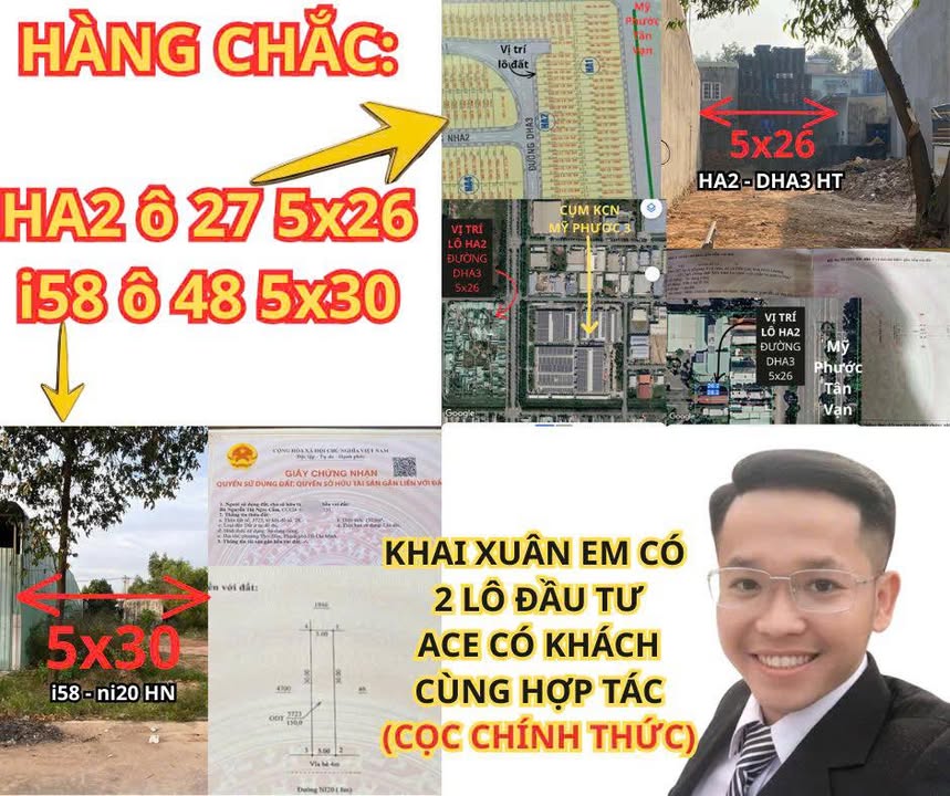 Đất nền Bến Cát, Bình Dương - 2 lô 5x26 & 5x30 - Sổ riêng, giá tốt