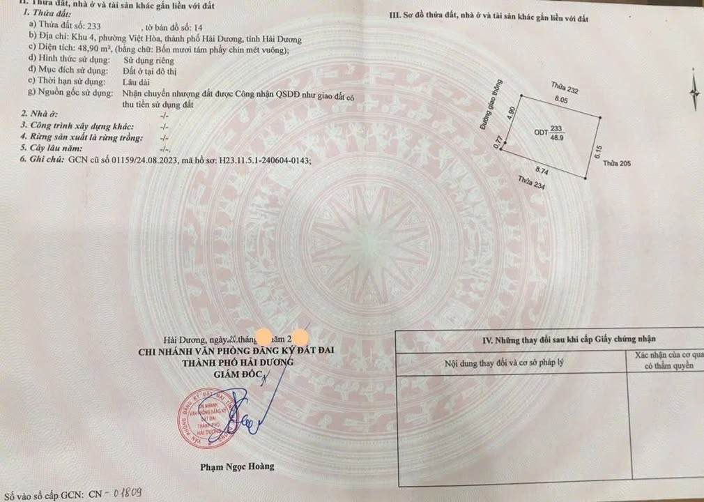 Đất nền Hải Dương 48.9m² - Sổ đỏ chính chủ, đường ô tô tránh!