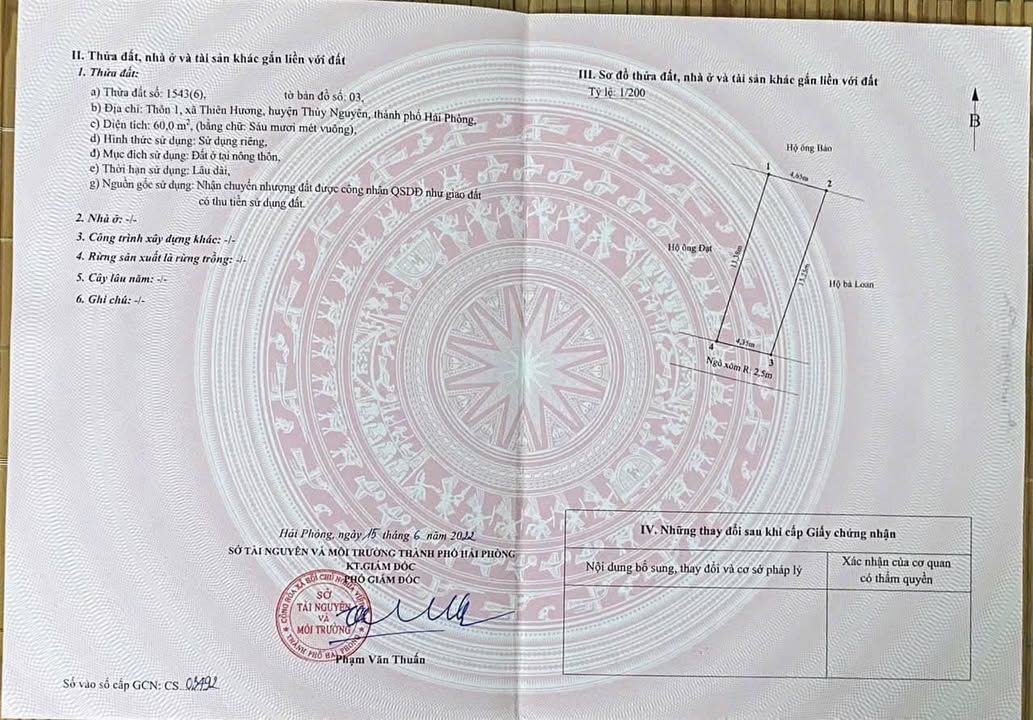 Đất nền Thôn 1 Thiên Hương, Thuỷ Nguyên - 60m² - Sổ đỏ sẵn sàng