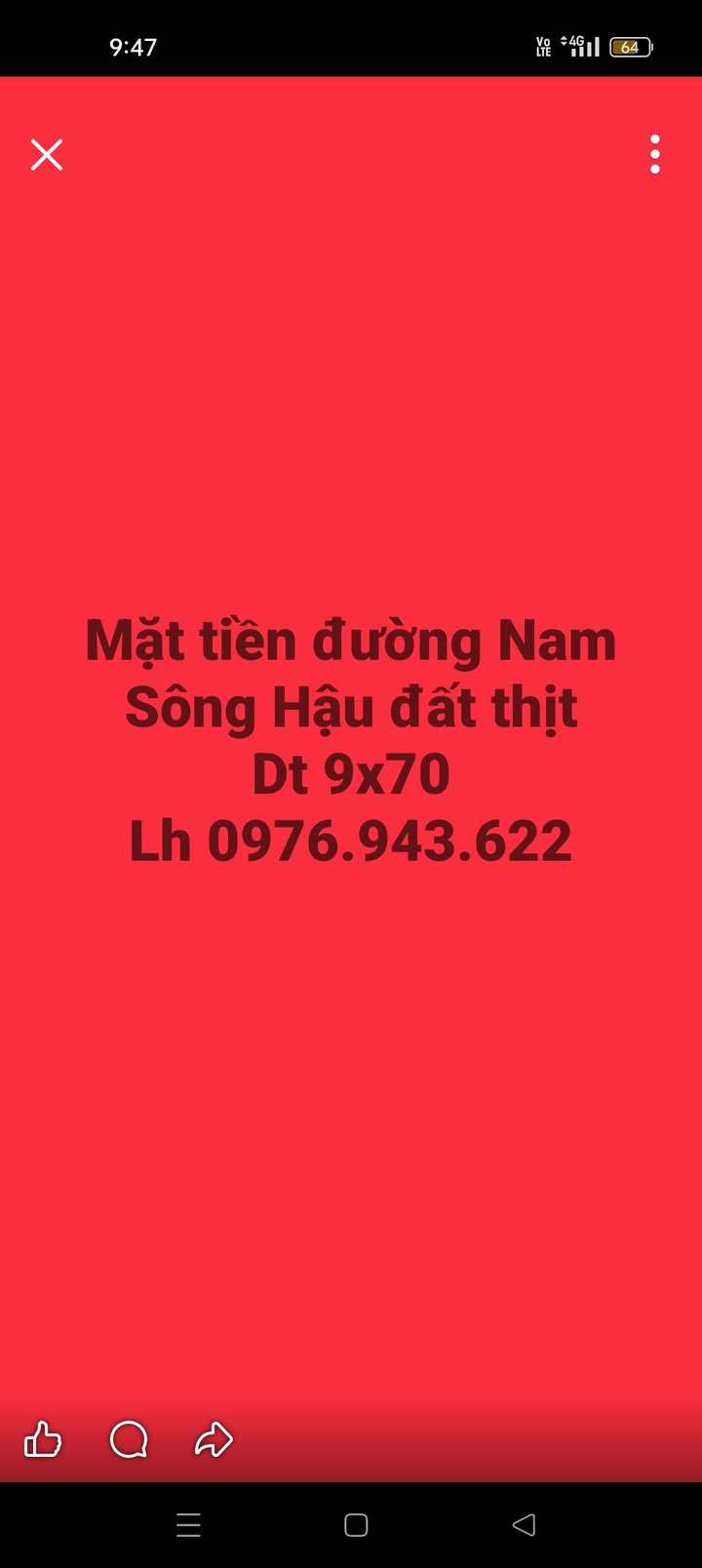 Đất nền Đường Nam Sông Hậu, Sóc Trăng 630m² - Sổ đỏ chính chủ!
