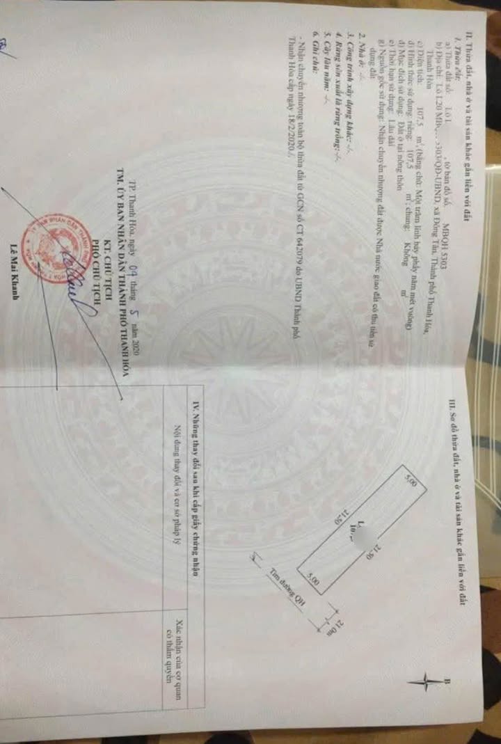 Đất nền Đông Tân, TP Thanh Hóa 107m² - Hướng ĐN, Giá Tốt