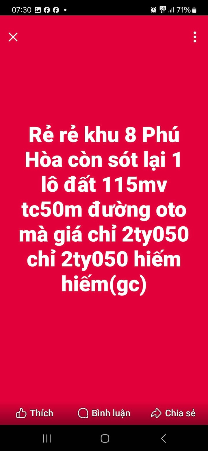 Đất Nền Phú Hòa, Thủ Dầu Một 115m² - Chỉ 2.05 Tỷ, Đường Oto