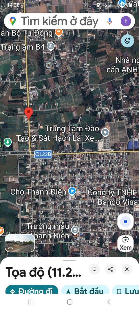 Bán đất mặt tiền QL22B Thanh Điền 490m² - Sổ đỏ chính chủ giá tốt