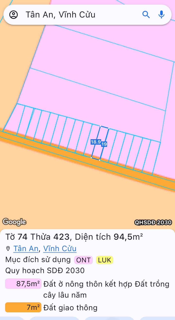 Đất nền Ấp 3 Tân An 95m² chỉ từ 5xx triệu - Sổ đỏ chính chủ!