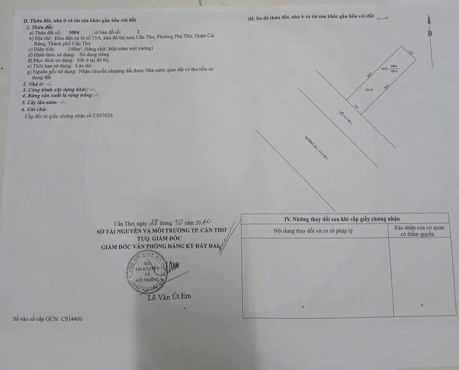 Đất nền KDC Thiên Lộc, Cái Răng - 100m² - Sổ hồng thổ cư - 2.3 tỷ