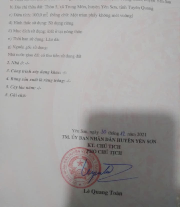 Đất nền Phường Trung Môn, Tuyên Quang 100m² - Đất thổ cư 100%