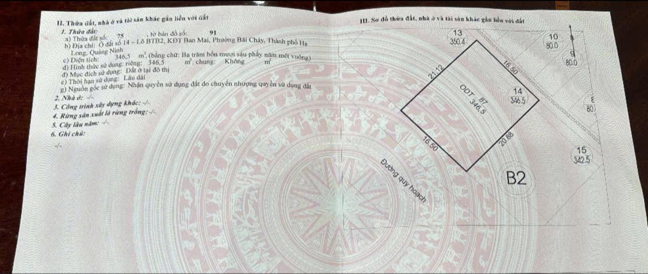 Bán Đất Biệt Thự Ban Mai Bãi Cháy 346m² - Vị Trí Vàng Kinh Doanh