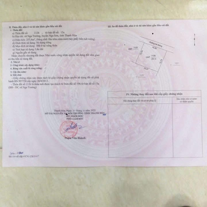 Đất nền Nga Trường, Thanh Hóa - 240m², 600 triệu, vuông vắn, mặt tiền rộng