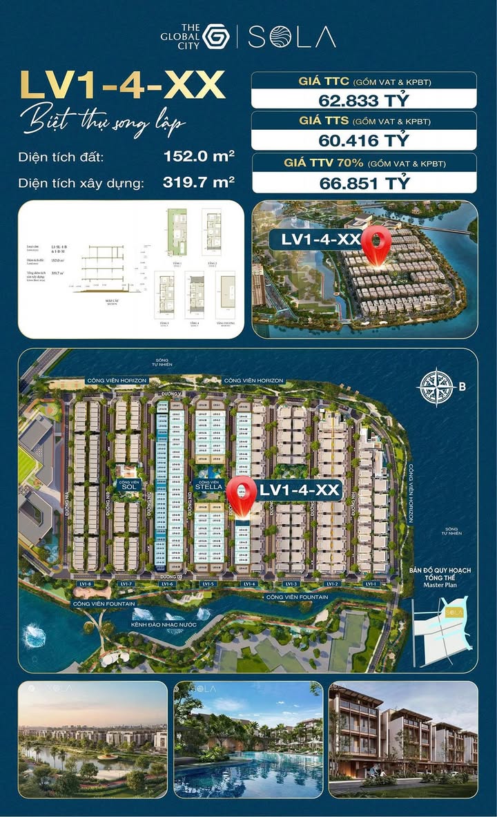 Townhouse Stella The Global City 152m² 60.9 tỷ - Đầu tư sinh lời