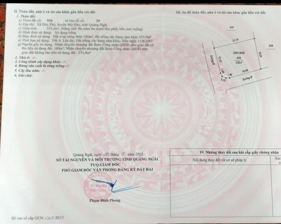 Đất nền góc 335m² Đức Phú, Mộ Đức - Sổ đỏ thổ cư, giá chỉ 3xx triệu