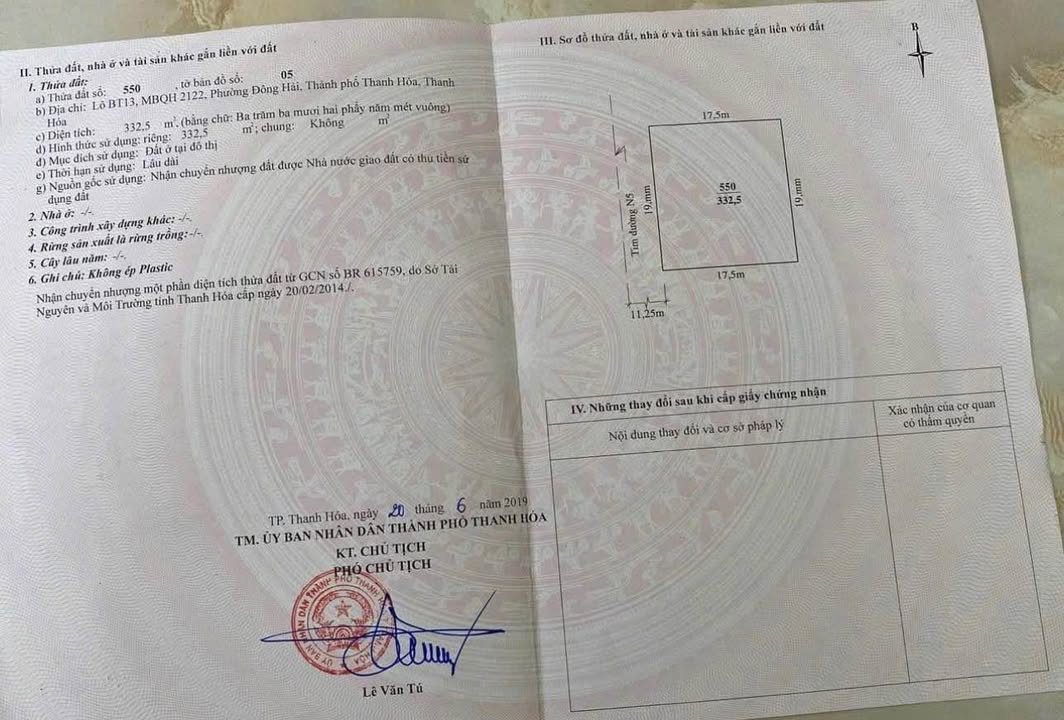 Đất nền MB 2122 Thanh Hóa 333m² - Sổ hồng chính chủ!