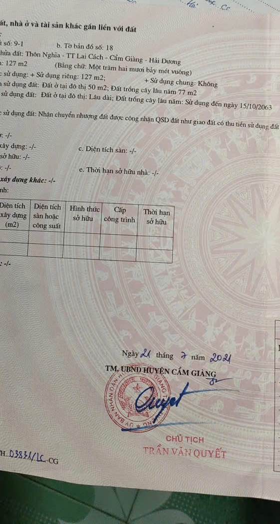 Đất nền Cẩm Giàng, Hải Dương 127m² nở hậu - Gần KCN, giá 2 tỷ