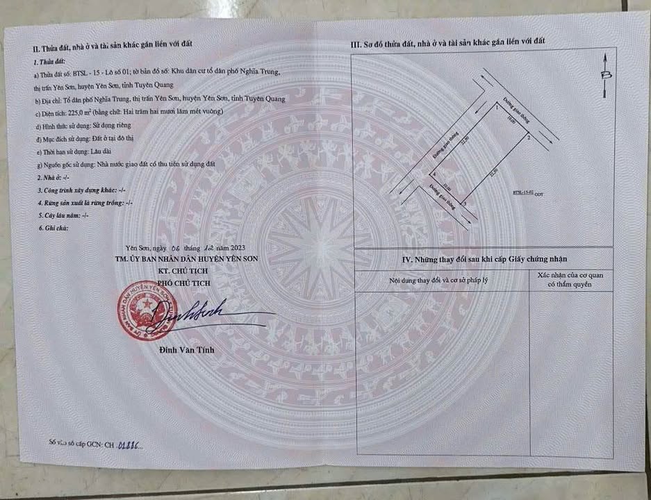 Đất nền Yên Sơn Tuyên Quang 225m² - Sổ đỏ full thổ cư, gần bến xe